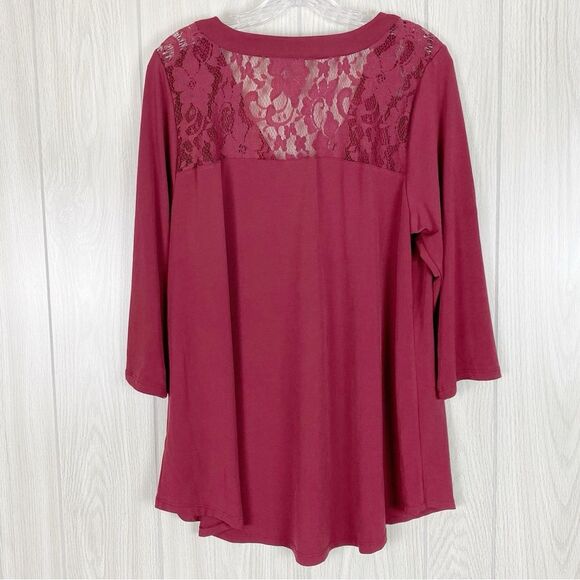 Torrid | Harper Studio Knit Dark Red Lave Pullover Blouse Size 2X - Picture 2 of 10